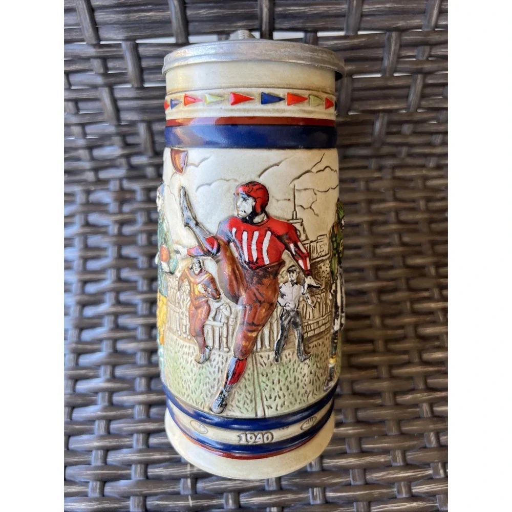 Vintage Ceramarte Brazil Avon Handcrafted 1983 Football Beer Stein